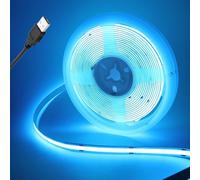 KAFULA 5V USB COB LED Strip Lights 1M/3.28ft, Ice Blue 8mm Width Super Bright LED Tape Lights CRI90+ Uniform Dotless for Bedroom Under Cabinet Kitchen DIY Lighting(No Power Supply)