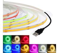 KAFULA 5V USB COB LED Strip Lights 3M/9.84ft, Red 8mm Width Super Bright LED Tape Lights CRI90+ Uniform Dotless for Bedroom Under Cabinet Kitchen DIY Lighting(No Power Supply)