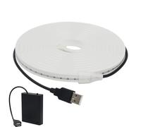 KAFULA 5V USB LED neon Strip with USB 4AA Battery Box [3M, White 6000-6500K], IP65 Waterproof and Flexible, 120 LEDs/m SMD2835 Silicone LED Strip CRI85+, Home Decoration [Battery not Included]