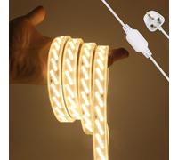 KAFULA AC220V Oblique Five-Row LED Light Strip, IP65 Waterproof and Flexible, 320 LEDs/M 4m Warm White 3000K Super Bright LED Fairy Light CRI90+, can be Cut Every 50cm, Home Decoration