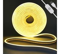 KAFULA DC5V Dimmable LED Neon Light Strip, USB Powered, 120 LEDs/m 2M Warm White 3000K Silicone LED Light Strip CRI85+, IP65 Waterproof Flexible, Home DIY Lighting Decoration
