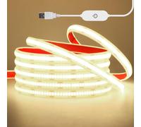 KAFULA DC5V Dimmable USB Powered COB LED Strip 6.56ft/2m Natural White 4000-4500K IP68 Waterproof Flexible FCOB LED Fairy Light for TV Backlight Cabinet Home DIY Lighting