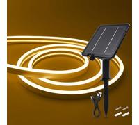 KAFULA Outdoor Solar LED Neon Strip, USB/Solar Powered Flexible Waterproof Rope Lights, 8 Lighting Modes, for Garden Porch Gazebo Christmas Path Patio Umbrella House Eaves Decoration [5M,Warm White]
