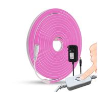 KAFULA Wisada 120 LEDs/m SMD2835 Dimmable LED Neon Strip, 12V Waterproof Flexible Silicone Cuttable LED Rope Light CRI85+ 5M Pink Uniform No Dark Spots Bedroom Cabinet Kitchen Decorative Lighting