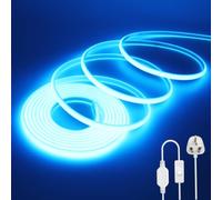 KAFULA Wisada 288 LEDs/m COB LED Neon Strip with on-Off, AC220-240V Waterproof Flexible Cuttable FCOB Rope Light CRI85+ 6M Ice Blue Uniform Without Dark Spots Bedroom Cabinet Kitchen Decoration