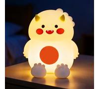 KAFUX Dinosaur Night Light for Kids, Soft Silicone Nursery Lamp, Touch Control Dimmable Bedside Light, 3 Brightness Levels, USB Rechargeable with 30-Min Timer,Toddler Bedroom Decor & Baby Gift (White)