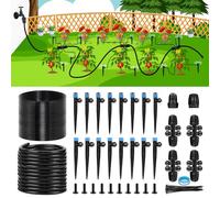 Kafuzi 102FT Drip Irrigation System Kit, New Quick-Connect, Automatic Garden Watering Misting System for Greenhouse, Yard, Lawn, Plant with 1/2 inch Hose 1/4 inch Distribution Tubing and Accessories