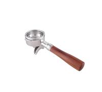 Kafvalubre 58mm Double Spout Portafilter Compatible with La Marzocco Espresso Machine Stainless Steel Espresso Portafilter with Double Shot Filter Basket Espresso Accessories-Handle Wooden