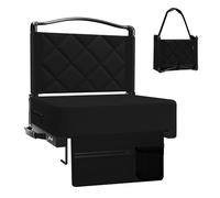 Kaganoon Stadium Seats with Back Support and Cushion Thick Padded Bleacher Chairs with Shoulder Strap, Portable Folding Stadium Seat Chairs for Bleachers Include Cup Holder and Side Pocket, Black