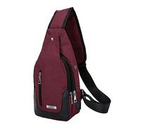 kaGeneric267.13- Bag For Men Shoulder Backpack Chest Bags Crossbody Daypack With USB Cable For Hiking Camping Outdoor Trip over The Shoulder Bag (Red, One Size)