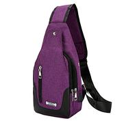 kaGeneric267.13- Bag For Men Shoulder Backpack Chest Bags Crossbody Daypack With USB Cable For Hiking Camping Outdoor Trip over The Shoulder Bag (Purple, One Size)