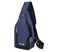 kaGeneric267.13- Bag For Men Shoulder Backpack Chest Bags Crossbody Daypack With USB Cable For Hiking Camping Outdoor Trip over The Shoulder Bag (Blue, One Size)
