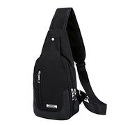 kaGeneric267.13- Bag For Men Shoulder Backpack Chest Bags Crossbody Daypack With USB Cable For Hiking Camping Outdoor Trip over The Shoulder Bag (Black, One Size)