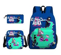 Kageyama Shigeo Anime Backpack 3pcs Set Student Supplies, Reigen Arataka/Mob School Bag Single Shoulder Bag Pencil Case for Boys and Girls Christmas Birthday Gifts