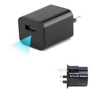 KAGMY Security Camera Hidden Camera Charger 1080P Indoor Spy Secret Cameras with EU to UK Adapter Small Nanny Cameras with Motion Detection Loop Recording for Indoor Surveillance NO WIFI VERSION