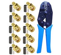 Kagni 10pcs SMA male connectors and coaxial cable crimping tool crimp RG58 cable for SMA WIFI Antenna extension cable
