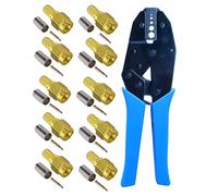Kagni 10pcs SMA male connectors and coaxial cable crimping tool crimp RG58 cable for SMA WIFI Antenna extension cable