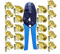 Kagni 10pcs SMA male to female connectors and coaxial crimping tool for RG174 RG316 wifi antenna extension cable