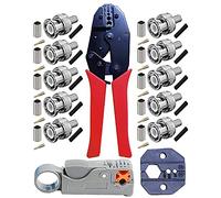 Kagni BNC Crimp Tool Set, BNC/TNC Ratched Crimp Plie and Rotary Coaxial Cable Stripper with 10pcs BNC Male Crim Connectors for RG58