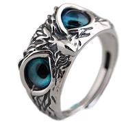 Kagodri Silver Rings, 925 Sterling Silver Promise Rings, Demon Eye Owl Ring Retro Open Adjustable Owl Ring Engagement Rings, Wedding Ring, Womans Gift (Aluminum Alloy)