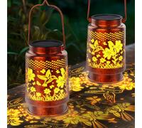 KagoLing Solar Lights Outdoor Garden, 2 Pack Hummingbird Hanging Ornaments Solar Lanterns for The Garden Lights Outdoor, IP65 Waterproof Metal Decoration Unique Birthday Gifts for Women Mum Grandma