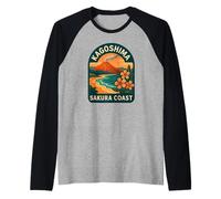 Kagoshima Sakura Coast Travel Badge Japan Shoreline Raglan Baseball Tee