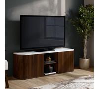 Kagu Large Tv Unit Fluted Ribbed Walnut & Marble Effect