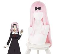 Kaguya-sama Love Is War Chika Fujiwara Cosplay Wig for Women Girl's Synthetic Hair 60cm Long Straight Anime Cos Party Wig Pink