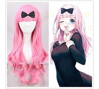 Kaguya-Sama: Love Is War Fujiwara Chika Cosplay Hair Wig Long Straight Pink Hair Women Lolita Hair Halloween Carnival Costume