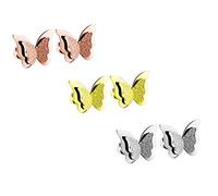 kaguyo 3 Pair 14K Rose Gold Surgical Stainless Steel Hypoallergenic Minimalist Frosted butterfly Stud Earring sets For Women Girls, birthday Gift