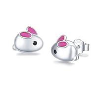 kaguyo 925 Sterling Silver tiny bunny earrings, small cute rabbit Stud Earrings for women girls, birthday Gift (smooth earrings)