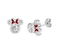 Kaguyo Minnie Mouse earrings, 925 Sterling Silver Amethyst white Blue pink Enamel Bow Zirconia Mickey Mouse Stud Earrings for Women Girls, Birthday Gift (clear)