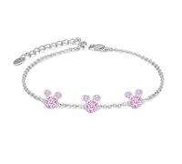 Kaguyo Silver Bracelets for women, Mickey Mouse Crystal Bracelets, Clear Amethyst Pink CZ friendship Minnie Mouse Adjustable Infinity charm link Bracelets for Women Girls, Birthday Gift(pink)