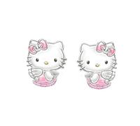 Kaguyo silver earrings for women, 925 Sterling Silver Hello Kitty Earrings, zirconia cute cat stud earrings For Women Girls kids, birthday Gift (Hello Kitty A)