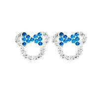 Kaguyo silver earrings for women, Mickey Mouse Earrings, girls earrings studs Sterling Silver Amethyst Green Blue red Zirconia Minnie Mouse Stud Earrings For Women Girls birthday Gift
