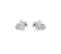 Kaguyo Silver Earrings for Women - rose gold 925 Sterling Silver Pave Zircons Cute Easter Bunny Stud Earrings for Women Girls and Kids - Birthday Gift