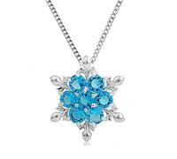 Kaguyo Silver Necklace for Women - 925 Sterling Silver Blue Amethyst Clear Multi Crystal Cubic Zirconia Snowflake Flashes Pendant Necklace for Women and Girls - Friendship Birthday Gifts (blue)