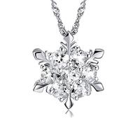 Kaguyo Silver Necklace for Women - 925 Sterling Silver Blue Amethyst Clear Multi Crystal Cubic Zirconia Snowflake Flashes Pendant Necklace for Women and Girls - Friendship Birthday Gifts (clear)