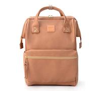 Kah&Kee Leather Laptop Rucksack Backpack for Women, 15-inch Laptop Bag, Versatile Nappy Bag for Teachers, Working Parents, School, College, and Travel(Tan Pink,Medium)