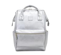 Kah&Kee Leather Laptop Backpack for Women, 14-15 Inch Professional Work Bag, Water-Resistant Vegan Leather Doctor Bag Backpack for Teacher, Nurse & Travel, Fits MacBook Pro 15 (Silver,Medium)