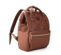 Kah&Kee Leather Laptop Backpack for Women, 15.6-16 Inch Professional Work Bag, Water-Resistant Vegan Leather Doctor Bag Backpack for Teacher, Nurse & Travel, Fits MacBook Pro 16 (Brown,Large)