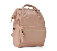 Kah&Kee Leather Laptop Backpack for Women, Waterproof & Anti-Theft, Ideal Nappy Bag for Work, Travel, Doctors & Teachers (Tan Pink II)