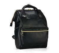 Kah&Kee Leather Laptop Backpack for Women, Waterproof & Anti-Theft, Ideal Nappy Bag for Work, Travel, Doctors & Teachers (Black II)