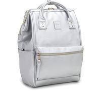 Kah&Kee Leather Laptop Backpack for Women, Waterproof & Anti-Theft, Ideal Nappy Bag for Work, Travel, Doctors & Teachers (Silver II)