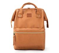 Kah&Kee Leather Laptop Rucksack Backpack for Women, 15-inch Laptop Bag, Versatile Nappy Bag for Teachers, Working Parents, School, College, and Travel(Camel Beige,Medium)
