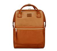 Kah&Kee Leather Laptop Rucksack Backpack for Women, 15-inch Laptop Bag, Versatile Nappy Bag for Teachers, Working Parents, School, College, and Travel(Buff/Came,Mediuml)