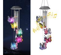 KAHACIYO Solar Butterfly Wind Chimes, Outdoor Solar Wind Chimes Change Colors, Decor Solar Butterfly Wind Chimes Lights for Patio Yard Garden Home