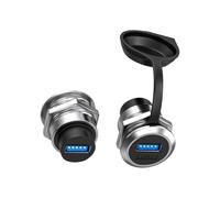 KAHDGSS 2PCs USB3.0 Through Sockets Adapters High Conductivity Zincs Alloy Construction Space Saving Design for Permanent Mounting Zincs Alloy USB Adapters