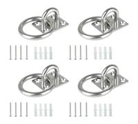 KAHDGSS 4Pcs Stainless Steels Circular Door Catches Eyes Plate with Rings Square Fixed Buckles Welded Plate Seat Heavy Duty Mounting Hook