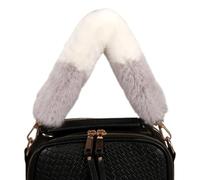 KAHDGSS 54Cm Handbag Strap Replacement Color Blocked Design Soft Furry Plush Covered Stable PU Leather Hand Purse Accessories Travel Friendly Plush Purse Handle